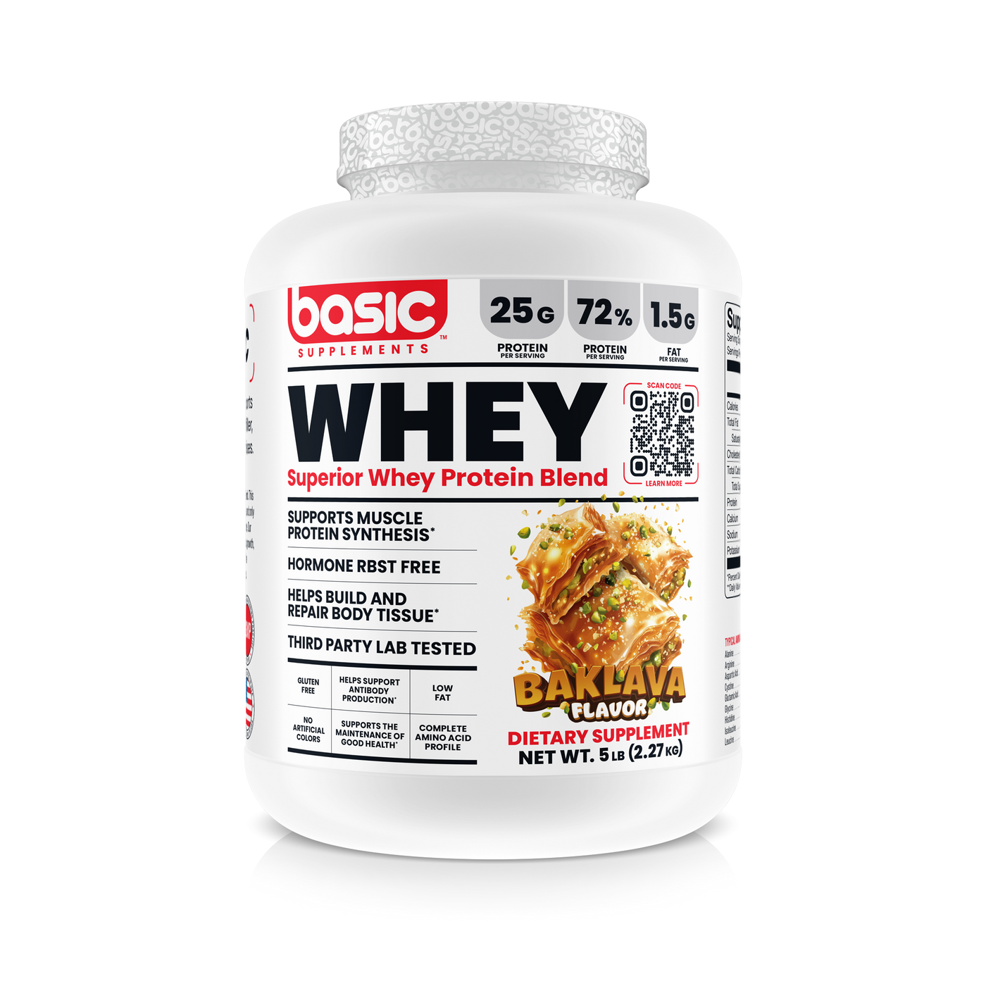 Basic Supplements Whey Protein Blend 5 lb - Baklava